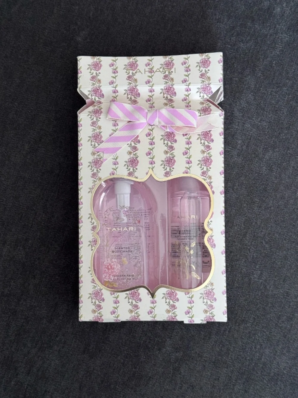 Tahari pink floral bath and body gift set